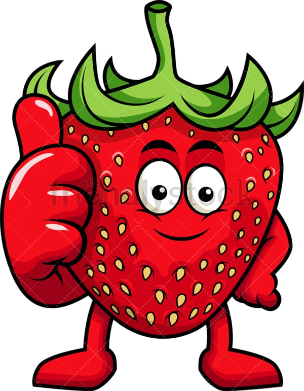 Strawberry cartoon character thumbs up. PNG - JPG and vector EPS (infinitely scalable). Image isolated on transparent background.