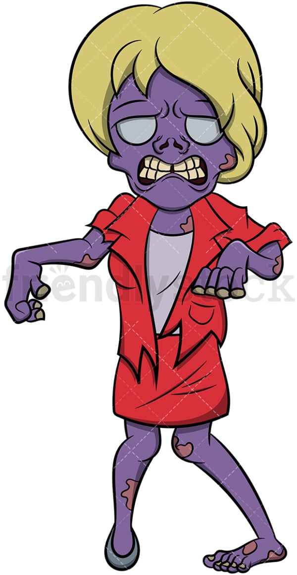 Zombie Woman In Business Suit Cartoon Vector Clipart FriendlyStock