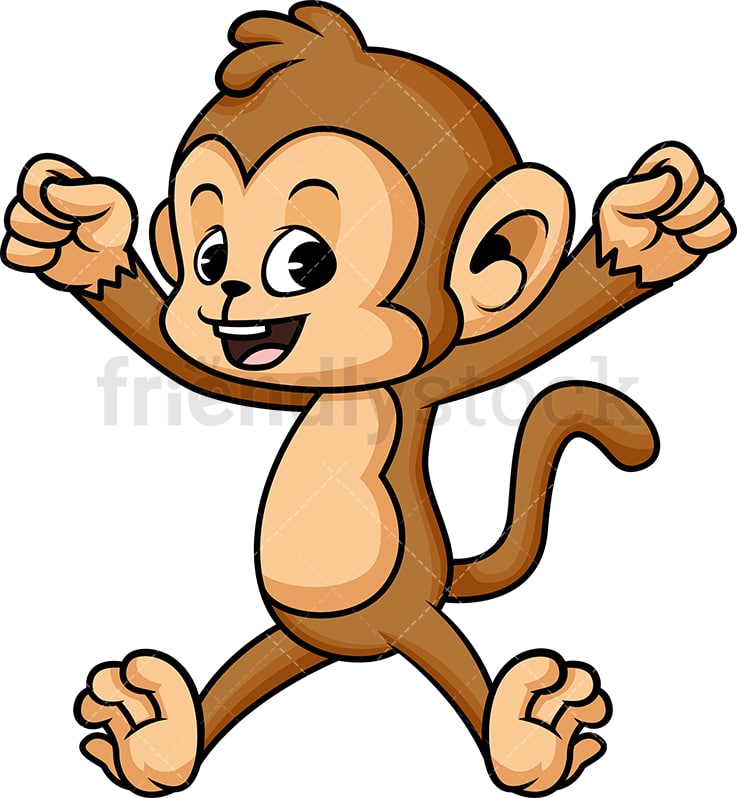 Happy Monkey Jumping Cartoon Vector Clipart - FriendlyStock