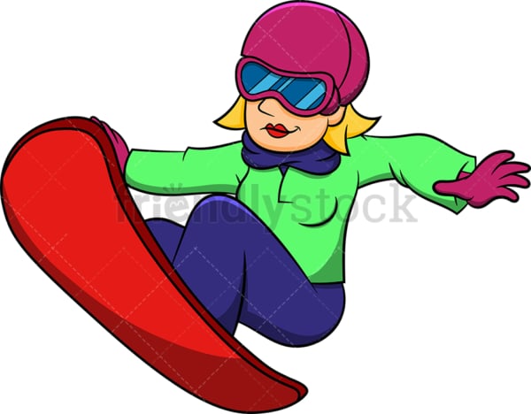 Woman snowboarder jumping. PNG - JPG and vector EPS file formats (infinitely scalable). Image isolated on transparent background.