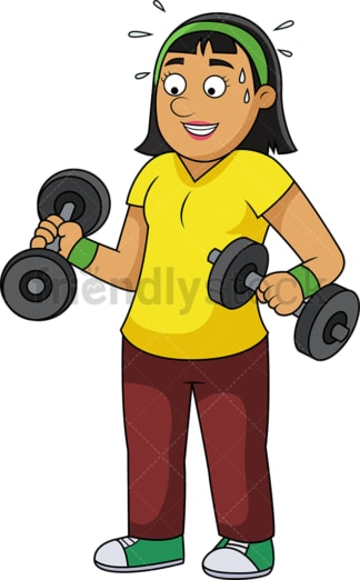 Slim woman lifting weights. PNG - JPG and vector EPS file formats (infinitely scalable).