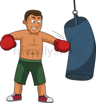 Fit man training with boxing bag. PNG - JPG and vector EPS file formats (infinitely scalable).