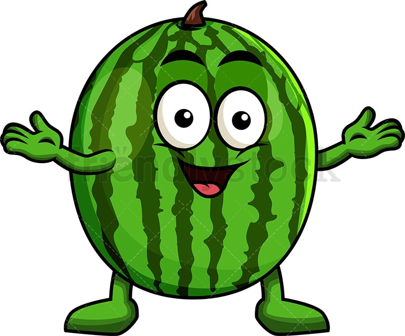 Happy Watermelon Character Cartoon Vector Clipart - FriendlyStock