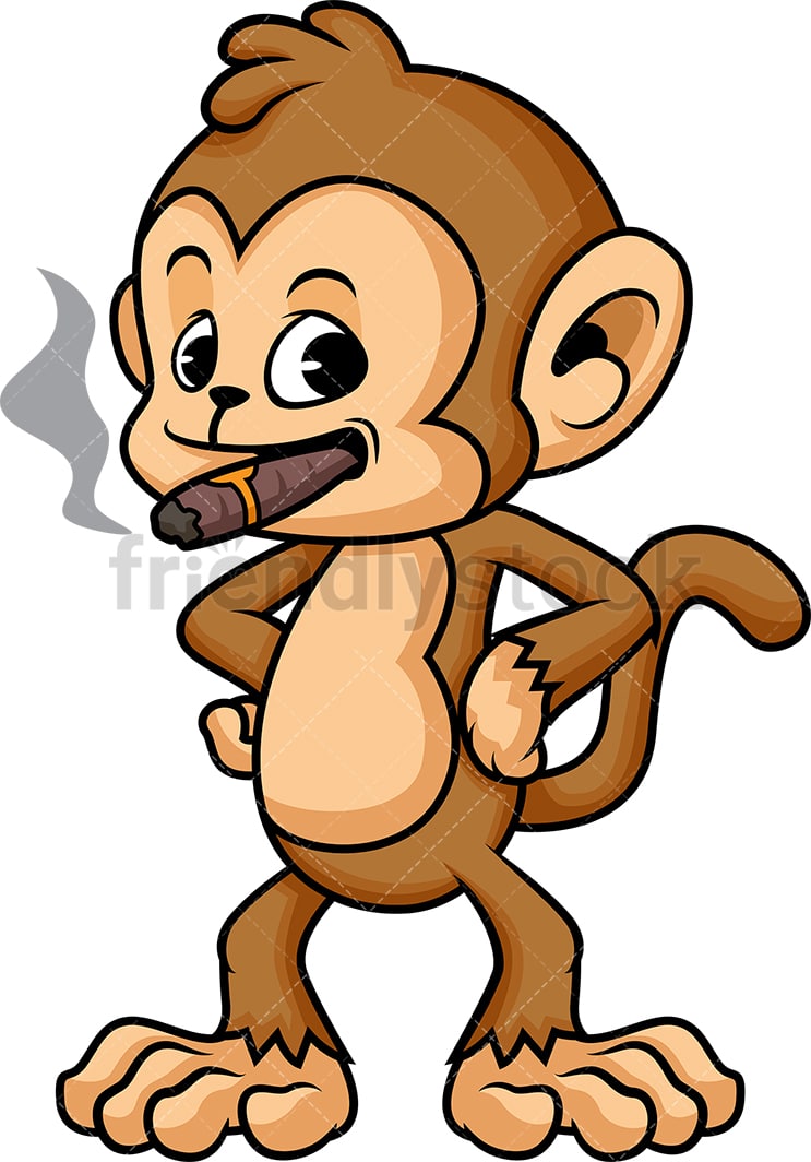 Monkey Smoking Cartoon Vector Clipart - FriendlyStock