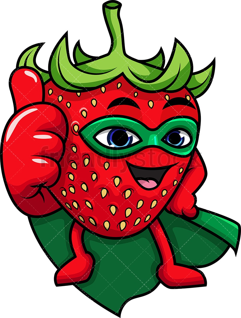 Superhero Strawberry Cartoon Vector Clipart - FriendlyStock