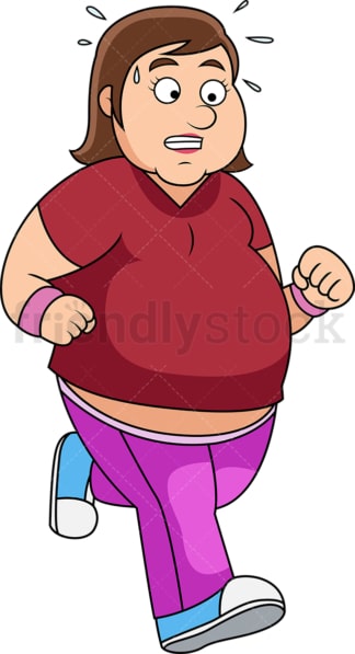 Chubby woman running for weight loss. PNG - JPG and vector EPS file formats (infinitely scalable).