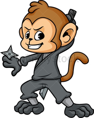 Ninja monkey cartoon. PNG - JPG and vector EPS (infinitely scalable).