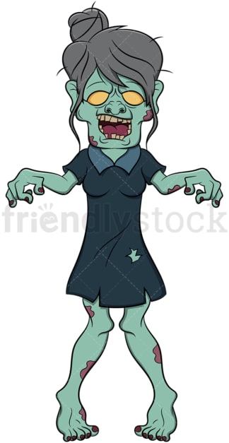 Mature woman zombie. PNG - JPG and vector EPS (infinitely scalable). Image isolated on transparent background.