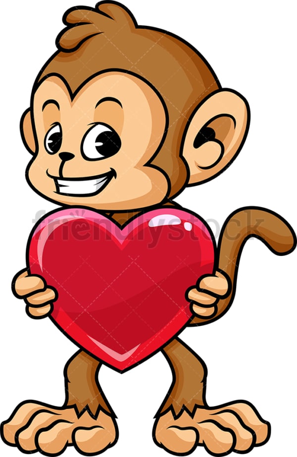 Monkey Holding Heart Cartoon Vector Clipart FriendlyStock