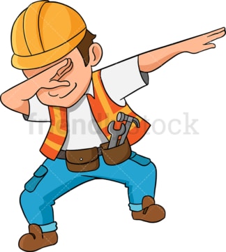 Dabbing construction worker. PNG - JPG and vector EPS (infinitely scalable). Image isolated on transparent background.