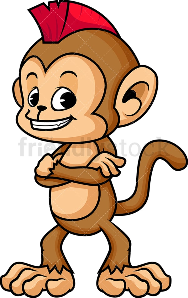 Monkey cartoon with mohawk. PNG - JPG and vector EPS (infinitely scalable)