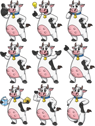Cow mascot. Images isolated on transparent background. PNG