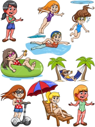 Girls during summer vacation. PNG - JPG and vector EPS file formats (infinitely scalable).