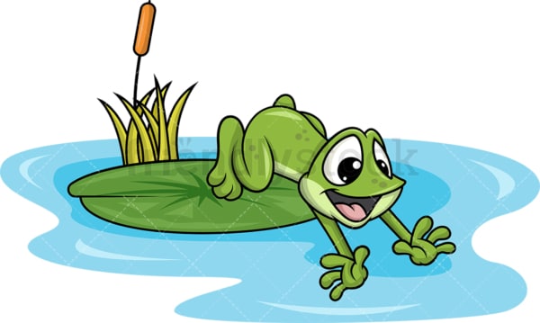 Frog jumping into lake. Transparent PNG