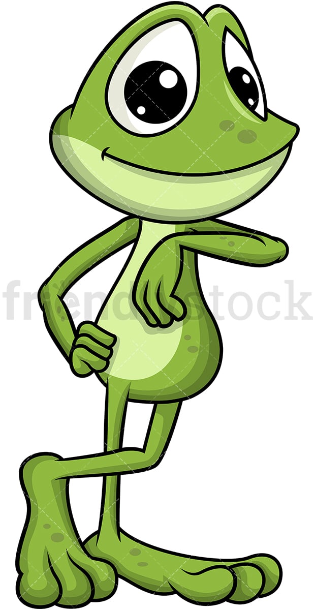 Frog Leaning Cartoon Vector Clipart - FriendlyStock