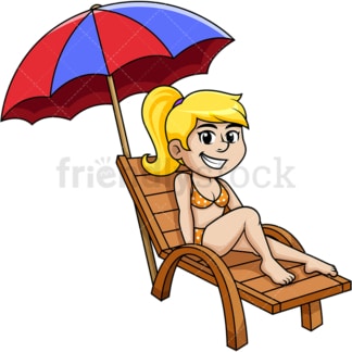 Girl relaxing on the beach under sea umbrella. PNG - JPG and vector EPS file formats.