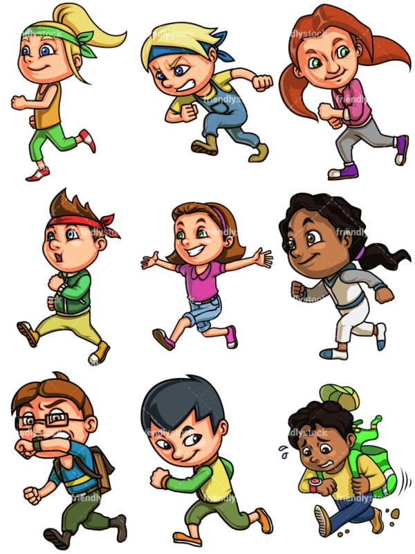 Kids running. PNG - JPG and vector EPS file formats (infinitely scalable). Image isolated on transparent background.