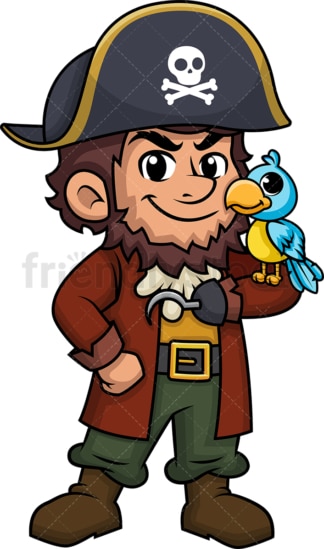 Pirate captain with bird on his shoulder. PNG - JPG and vector EPS (infinitely scalable).
