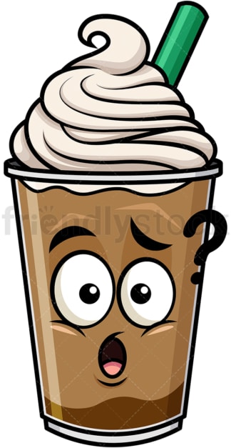 Confused iced coffee emoticon. PNG - JPG and vector EPS file formats (infinitely scalable). Image isolated on transparent background.
