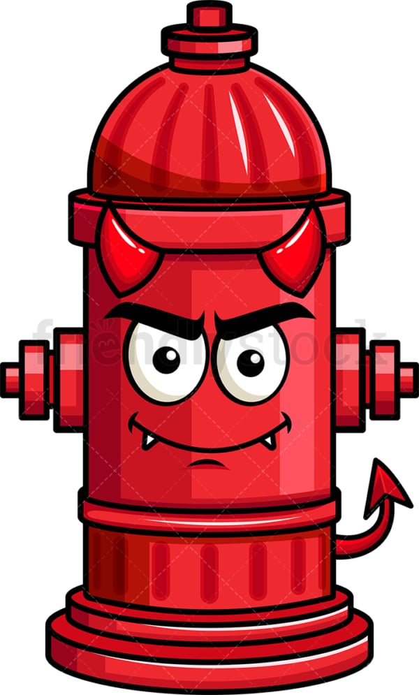 Crafty devil fire hydrant emoticon. PNG - JPG and vector EPS file formats (infinitely scalable). Image isolated on transparent background.