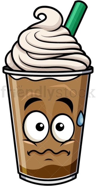 Nervous iced coffee emoticon. PNG - JPG and vector EPS file formats (infinitely scalable). Image isolated on transparent background.
