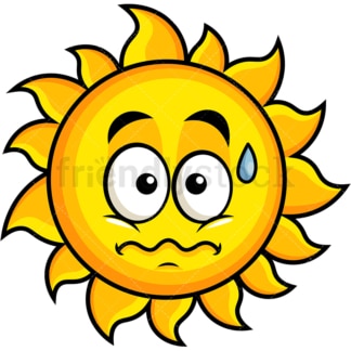 Nervous sun emoticon. PNG - JPG and vector EPS file formats (infinitely scalable). Image isolated on transparent background.