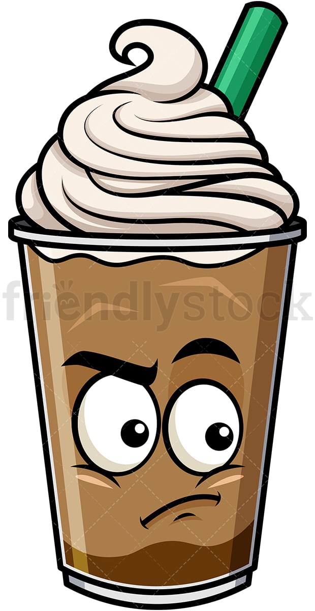 Irritated iced coffee emoticon. PNG - JPG and vector EPS file formats (infinitely scalable). Image isolated on transparent background.