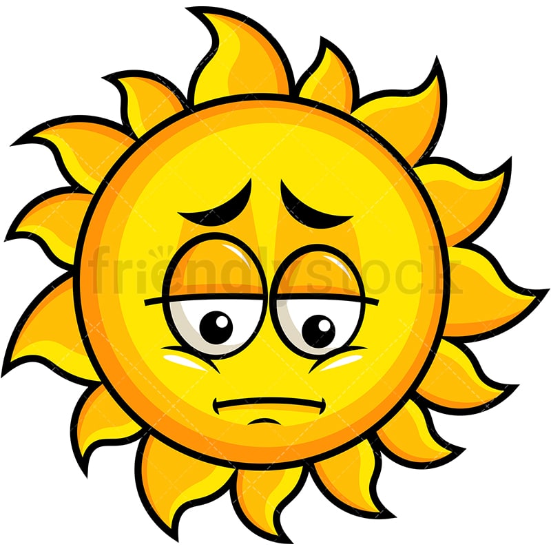 Depressed sun emoticon. PNG - JPG and vector EPS file formats (infinitely scalable). Image isolated on transparent background.