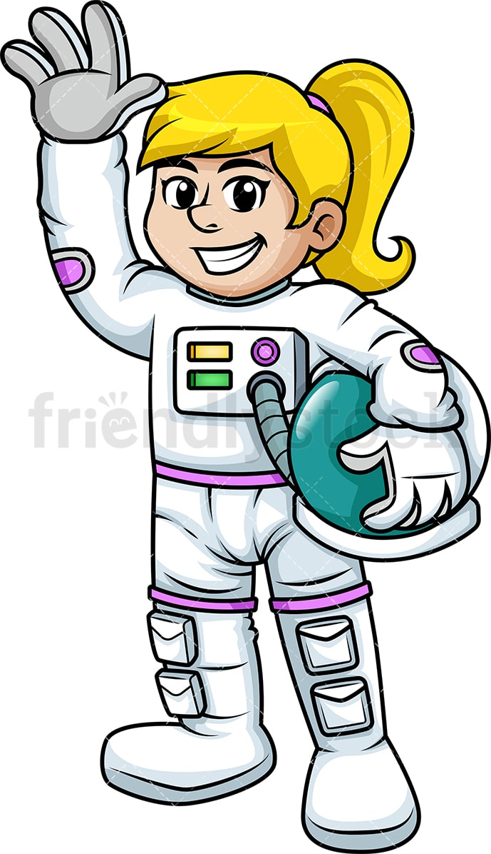 Cheerful Female Astronaut Cartoon Vector Clipart Friendlystock