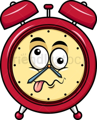 Goofy crazy eyes alarm clock emoticon. PNG - JPG and vector EPS file formats (infinitely scalable). Image isolated on transparent background.