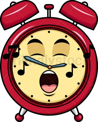 Singing alarm clock emoticon. PNG - JPG and vector EPS file formats (infinitely scalable). Image isolated on transparent background.