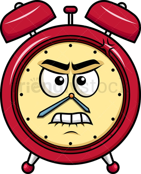 Angry alarm clock emoticon. PNG - JPG and vector EPS file formats (infinitely scalable). Image isolated on transparent background.
