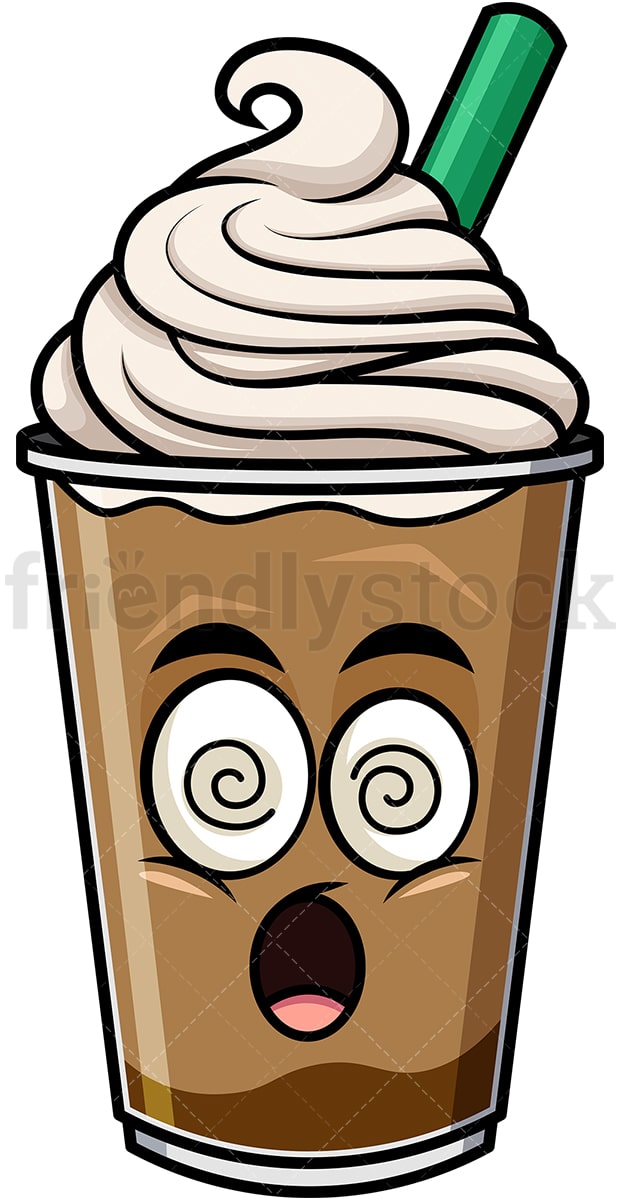 Stunned iced coffee emoticon. PNG - JPG and vector EPS file formats (infinitely scalable). Image isolated on transparent background.