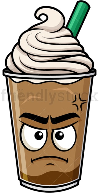 Annoyed iced coffee emoticon. PNG - JPG and vector EPS file formats (infinitely scalable). Image isolated on transparent background.