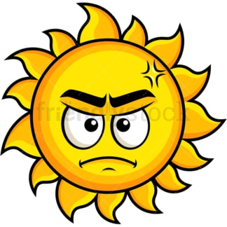 Annoyed sun emoticon. PNG - JPG and vector EPS file formats (infinitely scalable). Image isolated on transparent background.