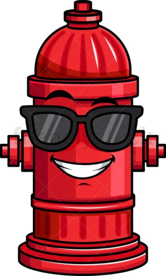 Cool fire hydrant wearing sunglasses emoticon. PNG - JPG and vector EPS file formats (infinitely scalable). Image isolated on transparent background.