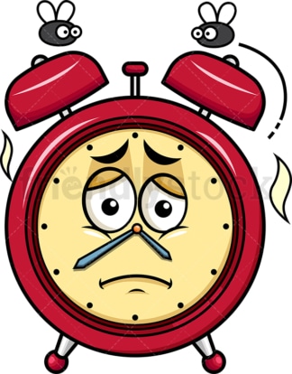 Stinky alarm clock going bad emoticon. PNG - JPG and vector EPS file formats (infinitely scalable). Image isolated on transparent background.