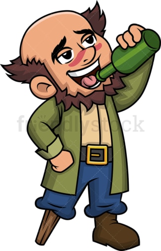 Pirate drinking rum. PNG - JPG and vector EPS (infinitely scalable). Image isolated on transparent background.