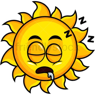 Sleeping sun emoticon. PNG - JPG and vector EPS file formats (infinitely scalable). Image isolated on transparent background.