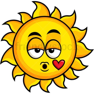 Sun blowing a kiss emoticon. PNG - JPG and vector EPS file formats (infinitely scalable). Image isolated on transparent background.
