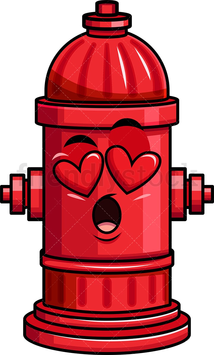 In love fire hydrant emoticon. PNG - JPG and vector EPS file formats (infinitely scalable). Image isolated on transparent background.