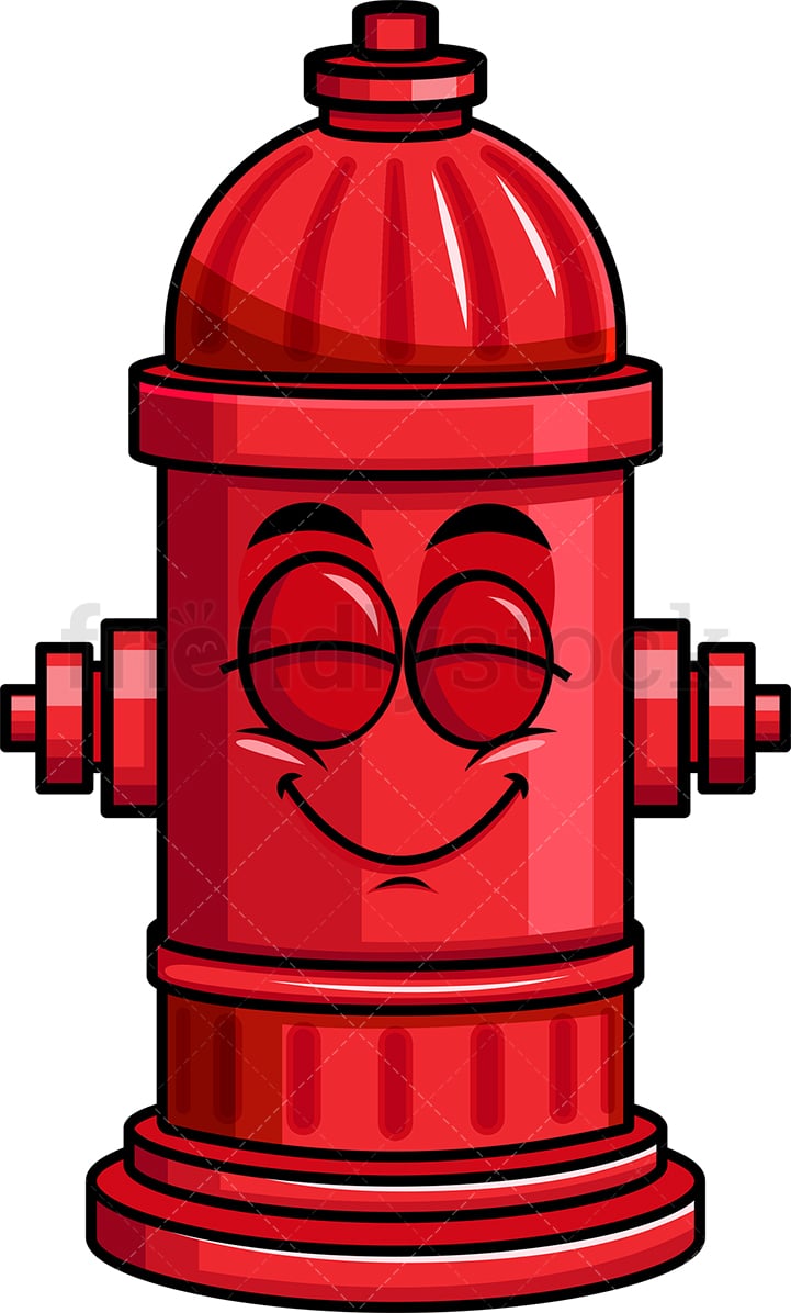 Delighted fire hydrant emoticon. PNG - JPG and vector EPS file formats (infinitely scalable). Image isolated on transparent background.