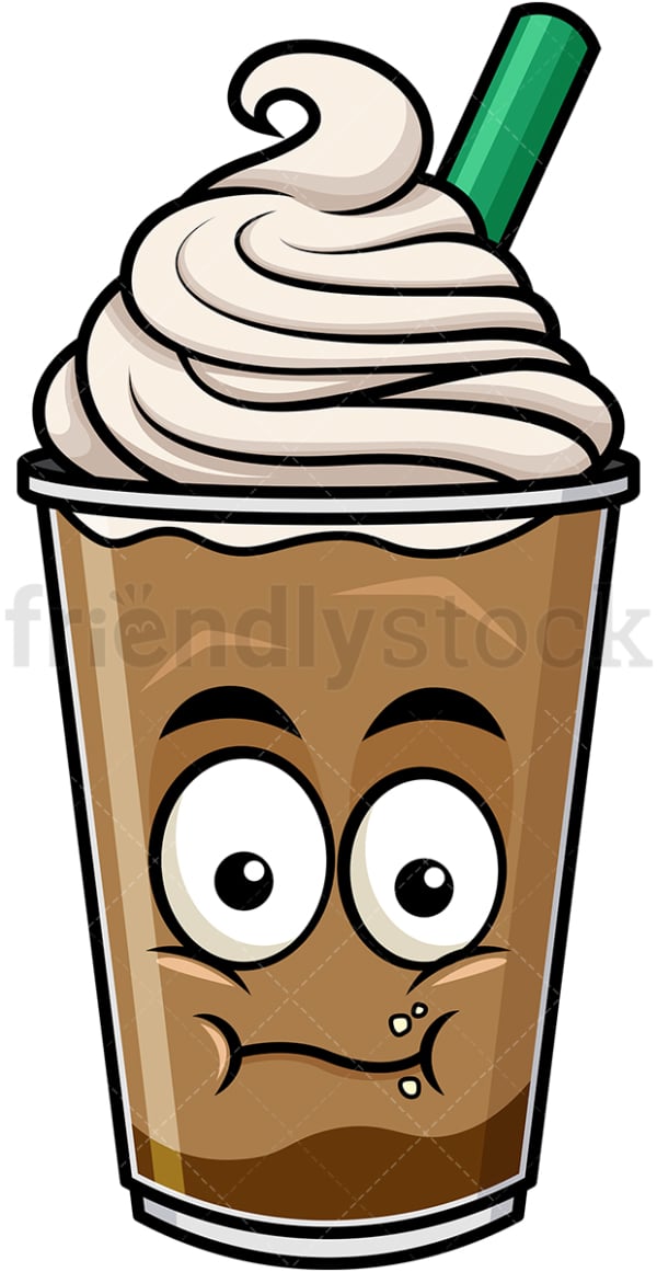 Chewing iced coffee emoticon. PNG - JPG and vector EPS file formats (infinitely scalable). Image isolated on transparent background.