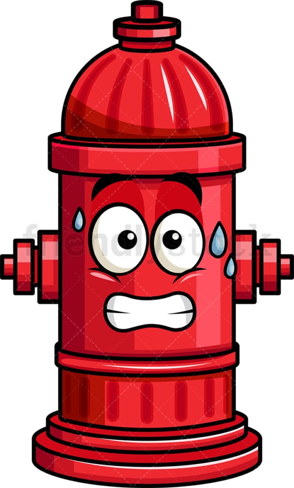 Sweating fire hydrant emoticon. PNG - JPG and vector EPS file formats (infinitely scalable). Image isolated on transparent background.