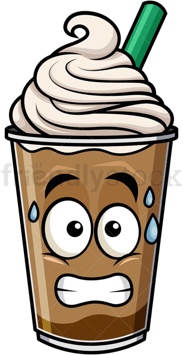 Sweating iced coffee emoticon. PNG - JPG and vector EPS file formats (infinitely scalable). Image isolated on transparent background.