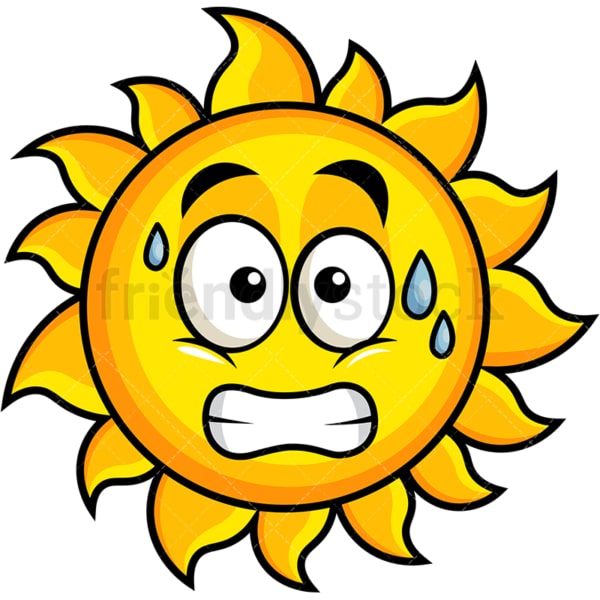 Sweating sun emoticon. PNG - JPG and vector EPS file formats (infinitely scalable). Image isolated on transparent background.