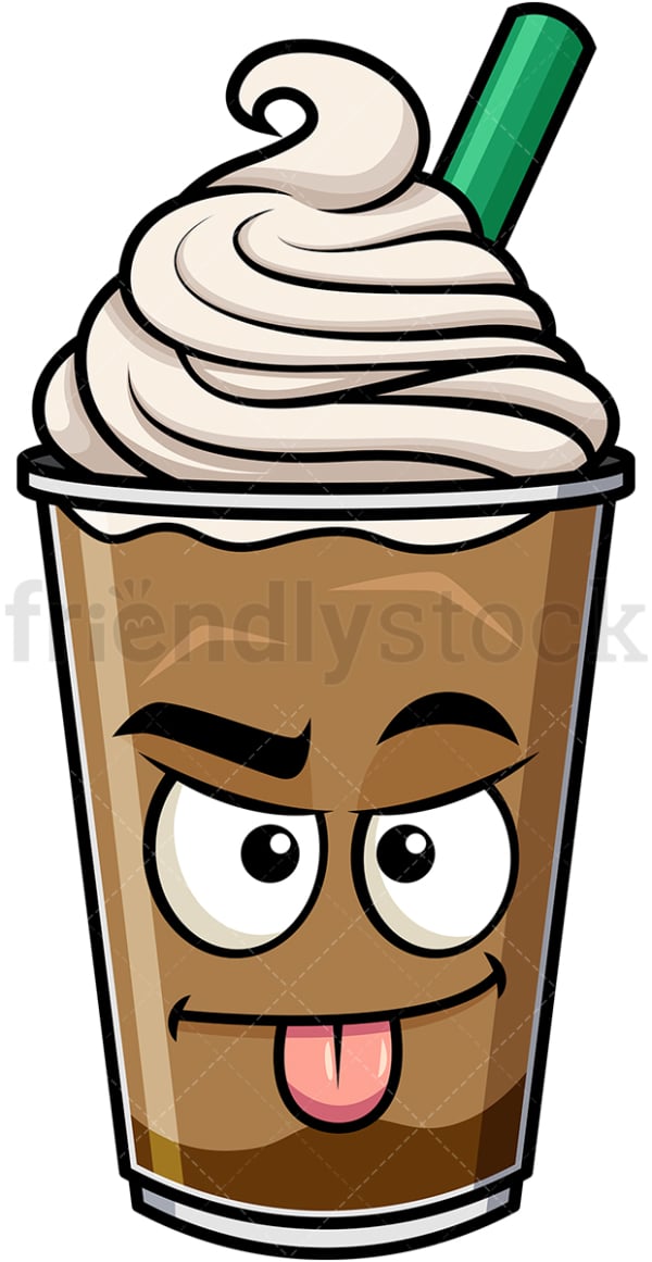 Sarcastic iced coffee emoticon. PNG - JPG and vector EPS file formats (infinitely scalable). Image isolated on transparent background.