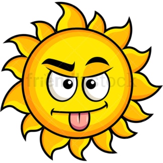 Sarcastic sun emoticon. PNG - JPG and vector EPS file formats (infinitely scalable). Image isolated on transparent background.