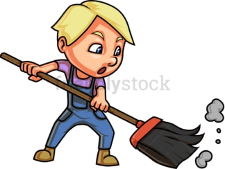 Little kid sweeping. PNG - JPG and vector EPS (infinitely scalable).