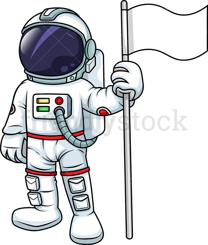 Man in space suit holding a white flag. PNG - JPG - Vector EPS.